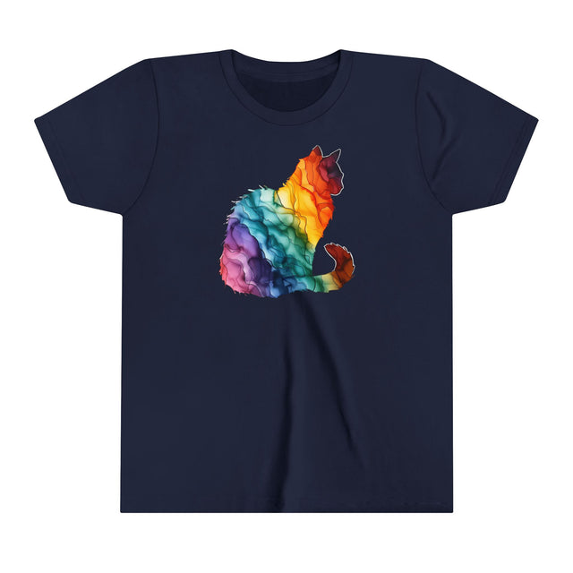 Rainbow Cat T-shirt,Pride Shirt,Cat Lover Top,Rainbow Animals,LGBTQ+ Tee,Queer,Gay,Lesbian,Bisexual,Trans,Feline,Kitten,Kitty,Youth Size