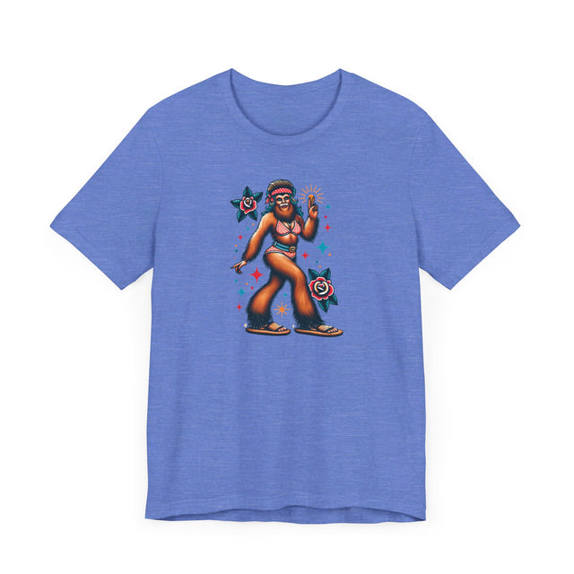 Hippy Chick Bigfoot T-shirt, Flash Tattoo Style Shirt