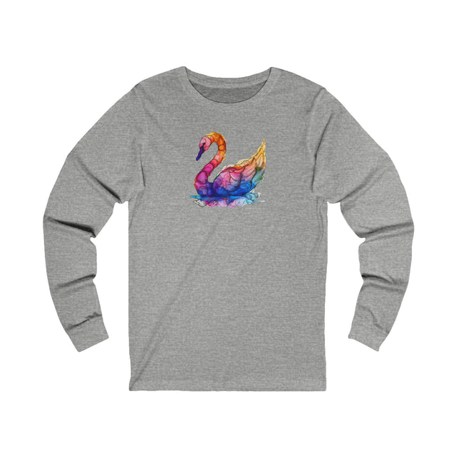 Rainbow Swan Long Sleeve T-shirt,Pride Shirt,Queer Top,Rainbow Animals,LGBTQ+ Tee,Bird Lover Gift