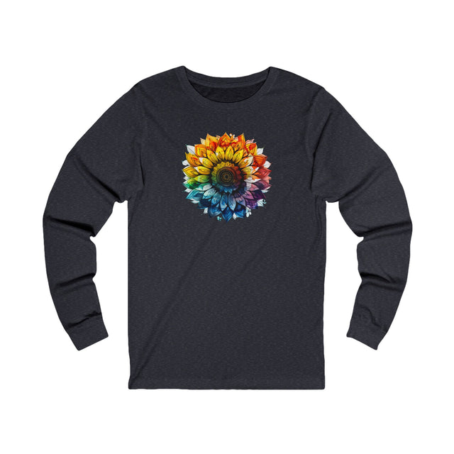 Rainbow Sunflower Alcohol Ink T-shirt, Pride Shirt, Long sleeve Tee