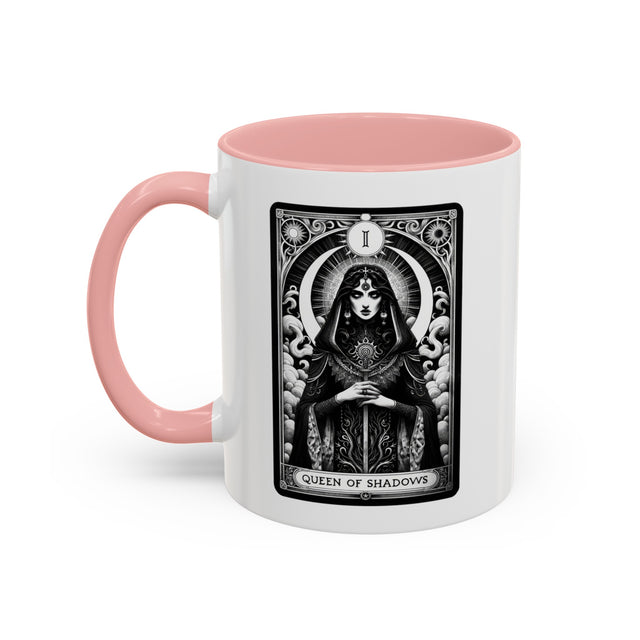 Queen of Shadows Tarot card mug,Mothers Day Gift,Tarot Reader Gift,Witchy Cup,Mystical Cards Mug,Celestial Astrology,Goth gift,Gothic Art