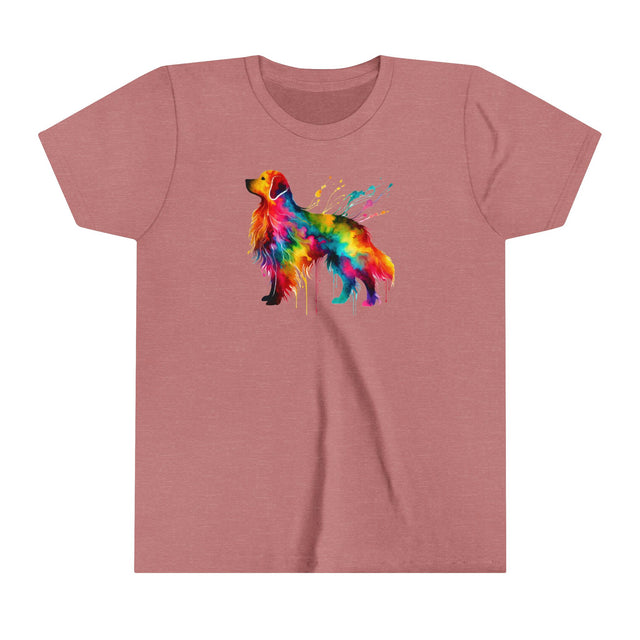 Rainbow Golden Retriever T-shirt,Pride Shirt,Dog Lover Top,Rainbow Animals,LGBTQ+ Tee,Golden Owner,Youth Size