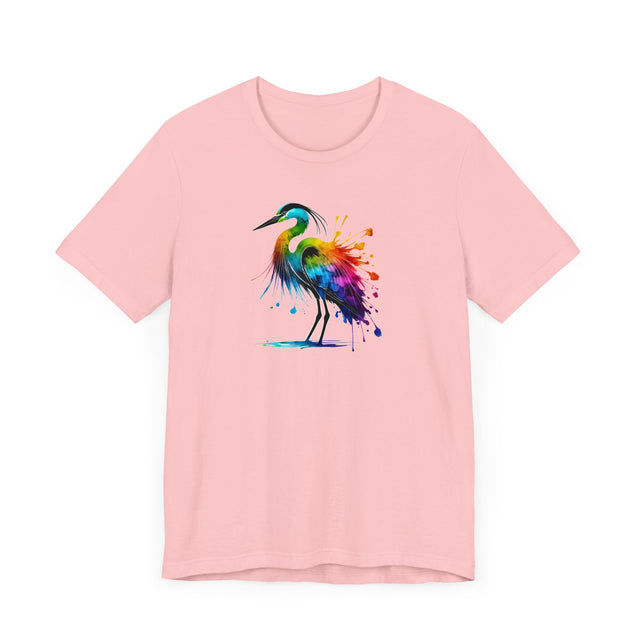 Rainbow Grey Heron Alcohol Ink T-shirt, Pride Shirt,Bird Lover T shirt, LGBTQ+, BGLT, Avian,Gray Heron