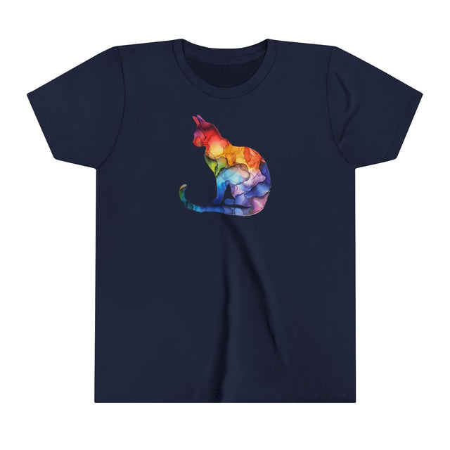 Rainbow Cat T-shirt,Pride Shirt,Pride Parade Top,Rainbow Animals,LGBTQ+ Tee,Nonbinary,Gay,Lesbian,Bisexual,Trans,BGLT,LBGT,Feline,Kitten,Kitty,Youth Size