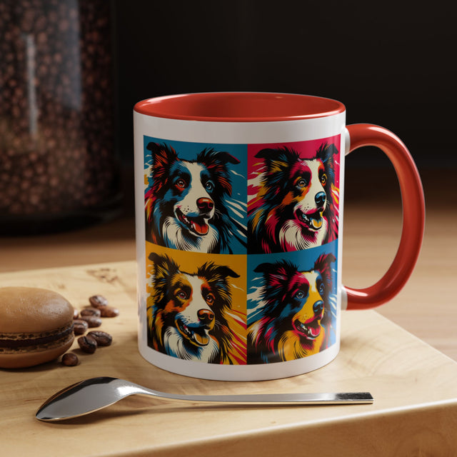 Border Collies Coffee Cup,4-Panel Pop Art Mug,Border Collie Lover,Border Collie Mom,Border Collie Dad,Dog Lover Gift,Border Collie Gift