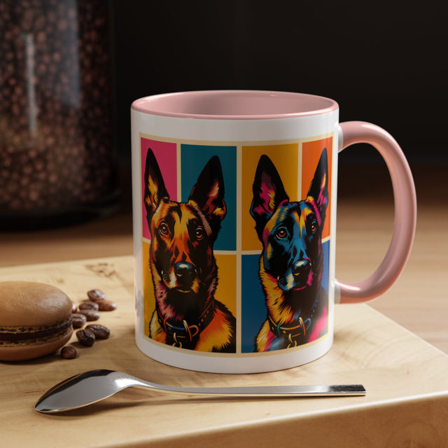 Belgian Malinois Coffee Cup,4-Panel Pop Art Mug,Belgian Malinois Lover,Mal Mom,Mali Dad,Dog Lover Gift,Belgian Malinois Gift
