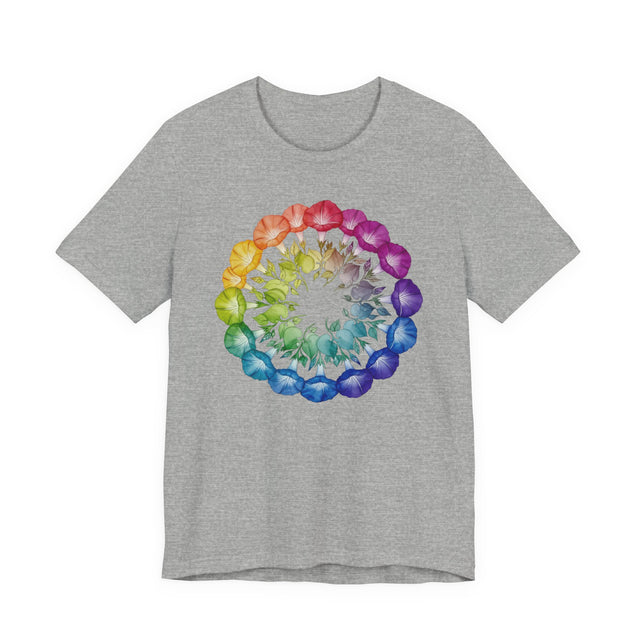 Rainbow Morning Glory Mandala shirt, Flower Shirt,Pride Tee, LGBTQIA, Plant Lover Gift, Gardener T-shirt, Mothers Day Gift, Gift for Her