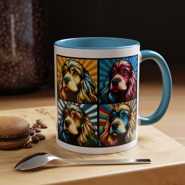 Cocker Spaniels Coffee Cup,4-Panel Pop Art Mug,Cocker Lover,Cocker Mom,Cocker Dad,Dog Lover Gift,Cocker Spaniel Gift