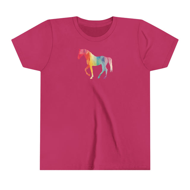 Geometric Rainbow Horse T-shirt,Pride Shirt,Equine Lover Top,Rainbow Animals,LGBTQ+ Tee,Queer,Gay,Lesbian,Bisexual,Trans,Youth Size