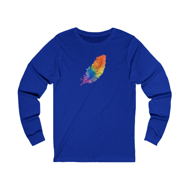 Rainbow Feather Long Sleeve T-shirt,Pride Shirt,Queer Top,Rainbow Animals,LGBTQ+ Tee,Bird Lover Gift,Gay,Lesbian,Bisexual,Trans