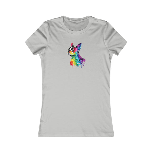 Rainbow Boston Terrier Head T-shirt,Pride Shirt,Dog Lover Top,Rainbow Animals,LGBTQ+ Tee,Boston Terrier Owner,Women's Favorite Tee