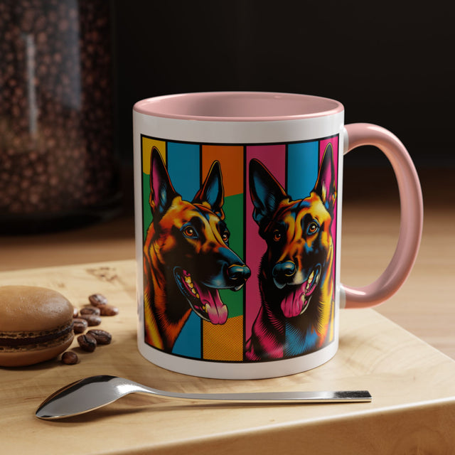 Belgian Malinois Coffee Cup,4-Panel Pop Art Mug,Belgian Malinois Lover,Mal Mom,Mali Dad,Dog Lover Gift,Belgian Malinois Gift