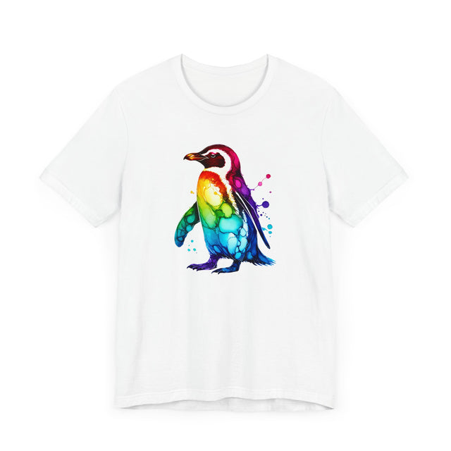 Rainbow Penguin Alcohol Ink T-shirt, Pride Shirt,Bird Lover T shirt, LGBTQ+, BGLT, Avian,Gray Heron