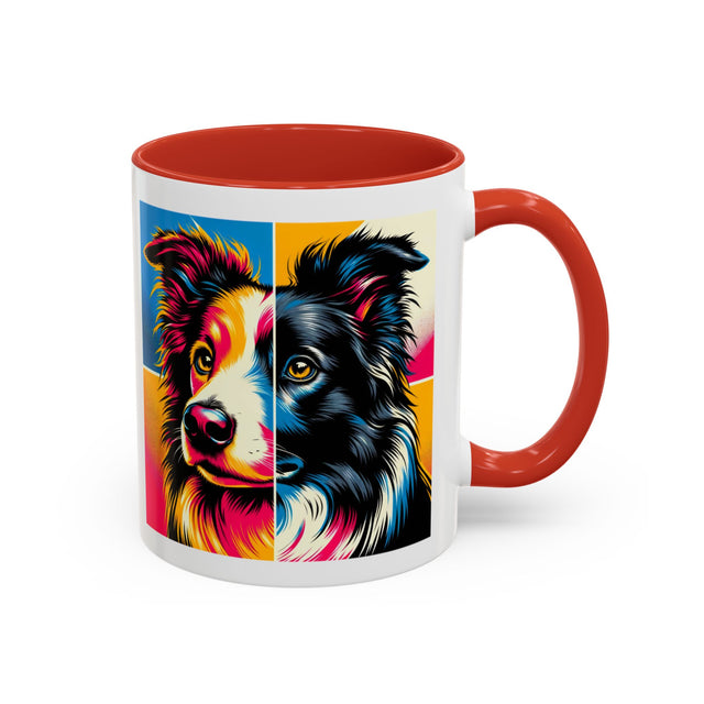 Border Collies Coffee Cup,4-Panel Pop Art Mug,Border Collie Lover,Border Collie Mom,Border Collie Dad,Dog Lover Gift,Border Collie Gift