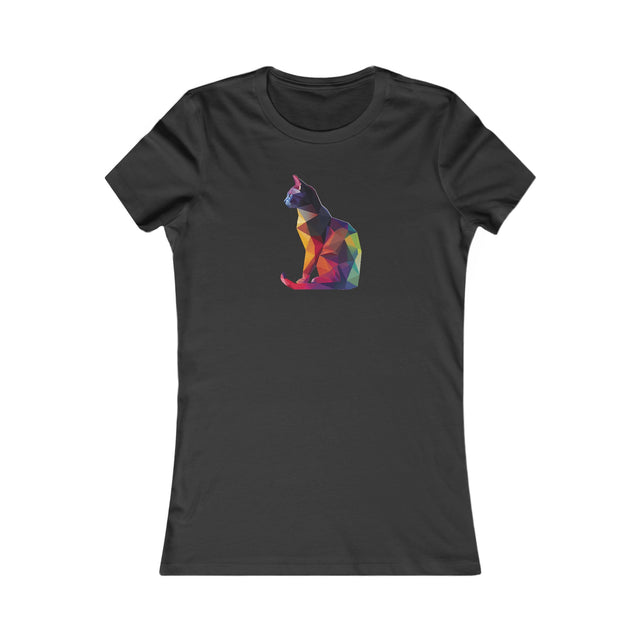 Geometric Rainbow Cat T-shirt,Pride Shirt,Cat Lover Top,Rainbow Animals,LGBTQ+ Tee,Queer,Gay,Lesbian,Bisexual,Trans,Feline,Kitten,Kitty,Women's Favorite Tee