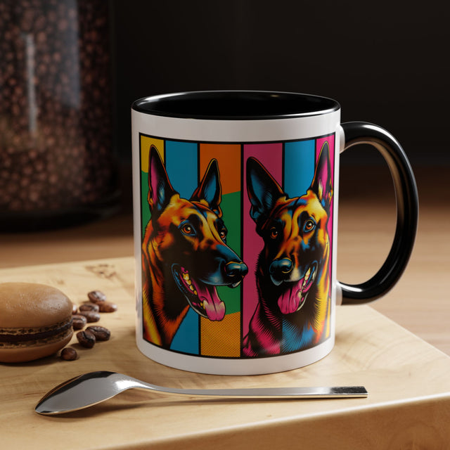 Belgian Malinois Coffee Cup,4-Panel Pop Art Mug,Belgian Malinois Lover,Mal Mom,Mali Dad,Dog Lover Gift,Belgian Malinois Gift