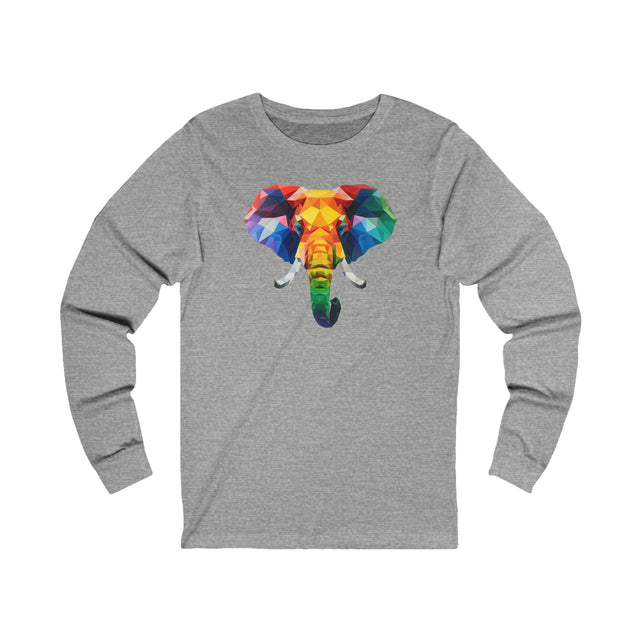 Geometric Rainbow Elephant Long Sleeve T-shirt,Pride Shirt,Queer Top,Rainbow Animals,LGBTQ+ Tee,Elephant Lover Gift,Gay,Lesbian,Bisexual,Trans