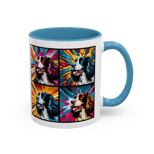 English Springer Spaniels Coffee Cup,4-Panel Pop Art Mug,Springer Lover,Springer Mom,Springer Dad,Dog Lover Gift,English Springer Spaniel Gift