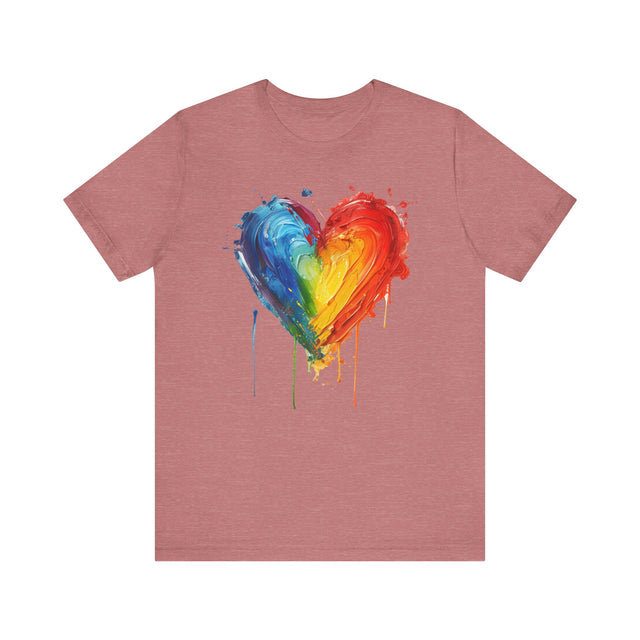 Painted Rainbow Heart T-shirt,Pride Shirt, Gay Pride T shirt, LGBTQ+ Ally Tee, Queer