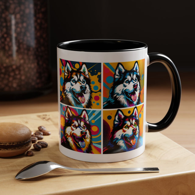 Siberian Huskies Coffee Cup,4-Panel Pop Art Mug,Husky Lover,Husky Mom,Sibe Dad,Dog Lover Gift,Siberian Husky Gift