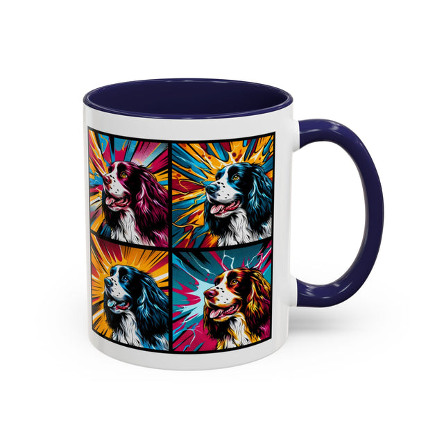 English Springer Spaniels Coffee Cup,4-Panel Pop Art Mug,Springer Lover,Springer Mom,Springer Dad,Dog Lover Gift,English Springer Spaniel Gift