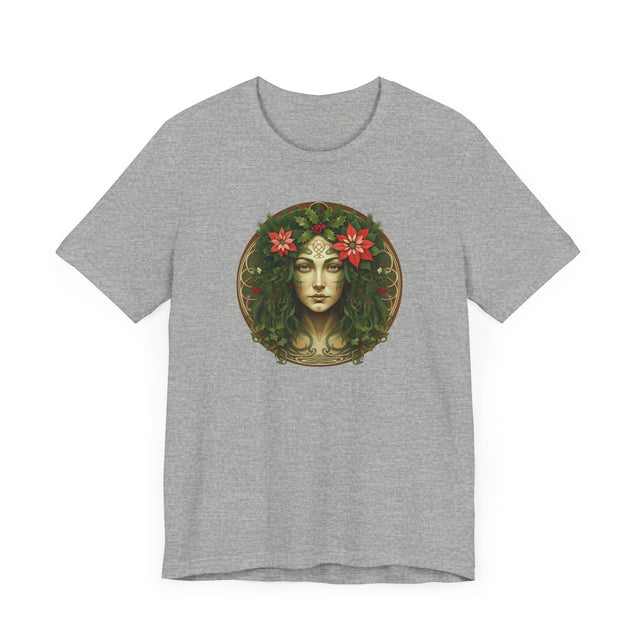 Celtic Christmas Green Woman Circle T-shirt, Yuletide Nature Shirt