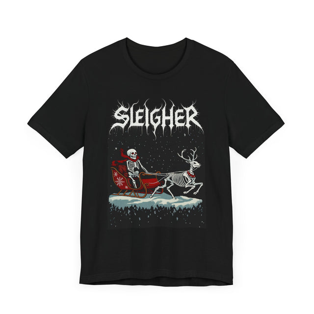 Sleigher Reindeer Skeleton T-shirt, Christmas Shirt