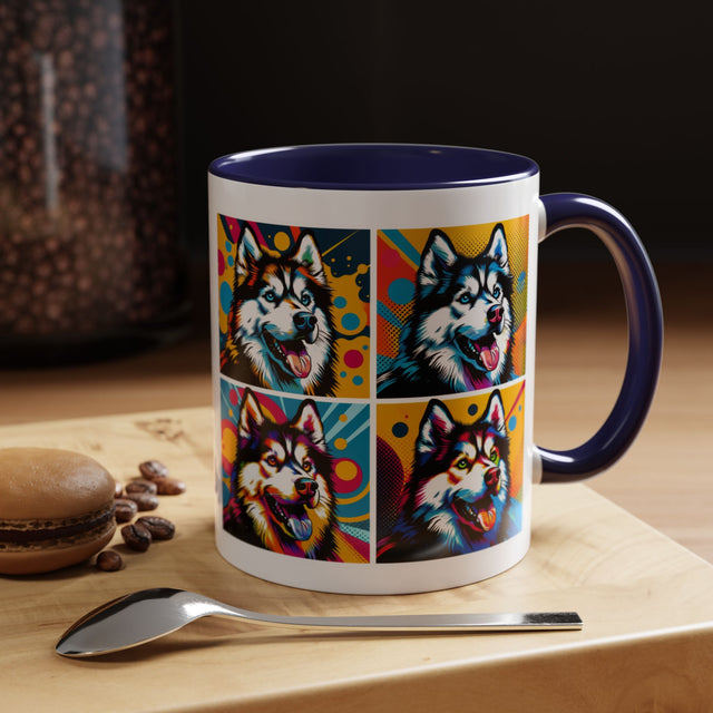Siberian Huskies Coffee Cup,4-Panel Pop Art Mug,Husky Lover,Husky Mom,Sibe Dad,Dog Lover Gift,Siberian Husky Gift
