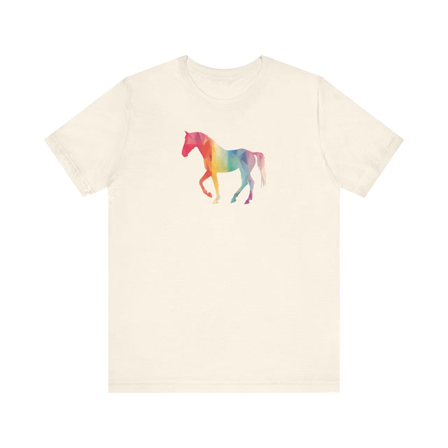 Geometric Rainbow Horse T-shirt,Pride Shirt,Equine Lover Top,Rainbow Animals,LGBTQ+ Tee,Queer,Gay,Lesbian,Bisexual,Trans,Pony,Colt