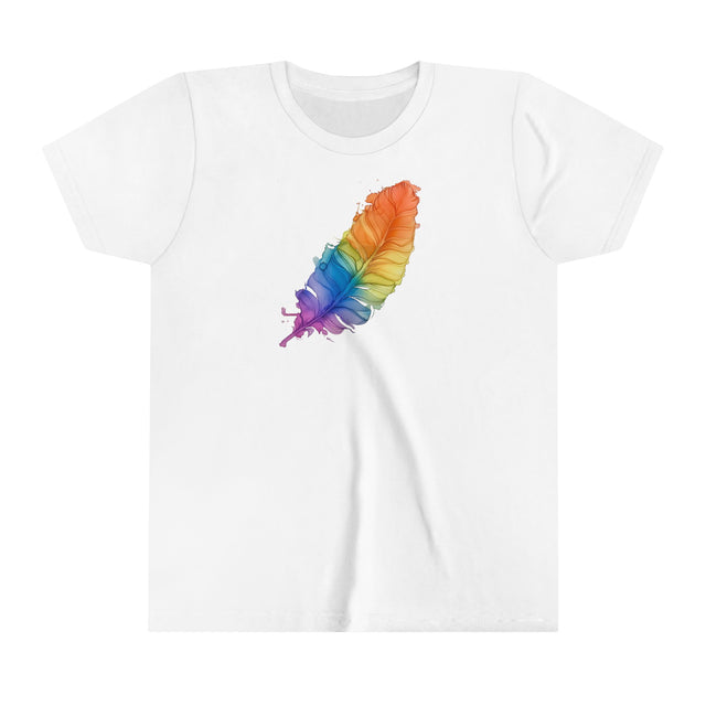 Rainbow Feather T-shirt,Pride Shirt,Bird Lover Top,Rainbow Animals,LGBTQ+ Tee,Queer,Gay,Lesbian,Bisexual,Trans,Youth Size