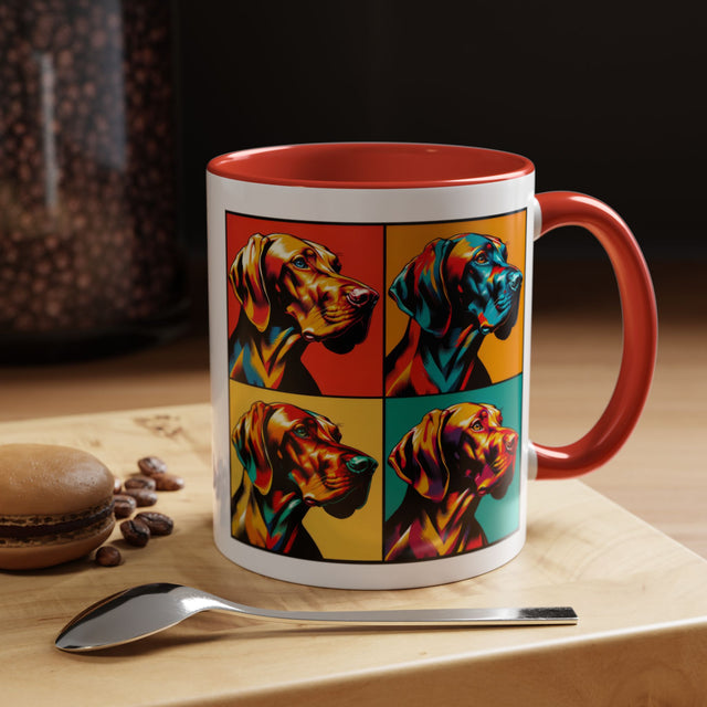 Vizsla Coffee Cup,4-Panel Pop Art Mug,Vizsla Lover,Vizsla Mom,Vizsla Dad,Dog Lover Gift,Vizsla Gift