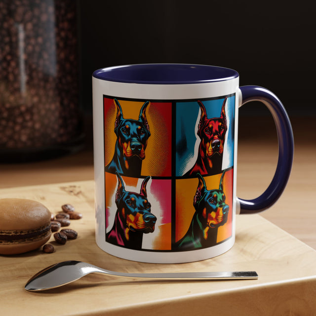 Doberman Pinschers Coffee Cup,4-Panel Pop Art Mug,Doberman Lover,Dobie Mom,Dobe Dad,Dog Lover Gift,Doberman Pinscher Gift