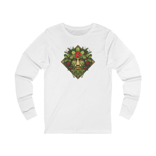 Green Man Diamond Christmas Tee, Winter T-shirt, Long sleeve