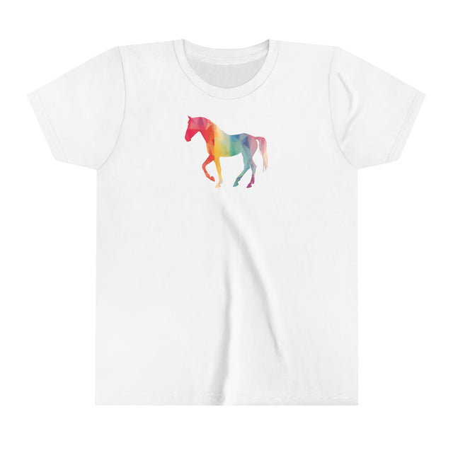 Geometric Rainbow Horse T-shirt,Pride Shirt,Equine Lover Top,Rainbow Animals,LGBTQ+ Tee,Queer,Gay,Lesbian,Bisexual,Trans,Youth Size