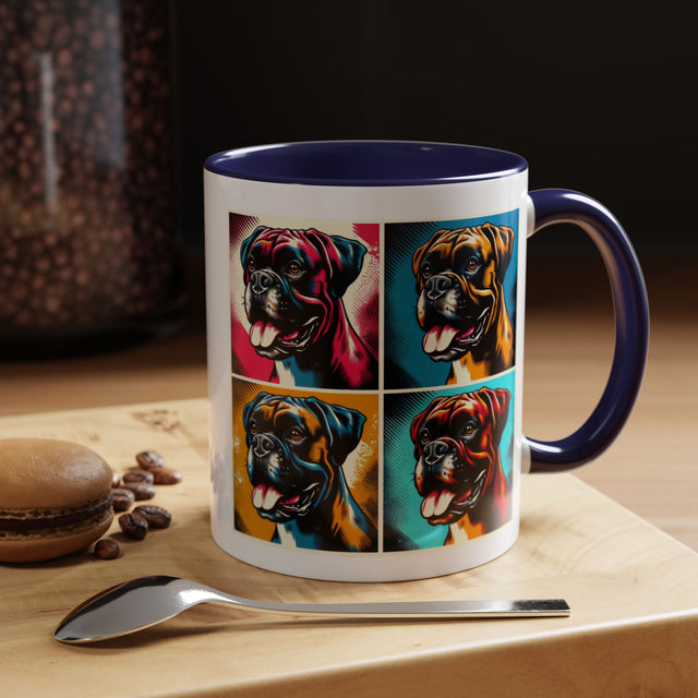 Boxers Coffee Cup,4-Panel Pop Art Mug,Boxer Lover,Boxer Mom,Boxer Dad,Dog Lover Gift,Boxer Gift