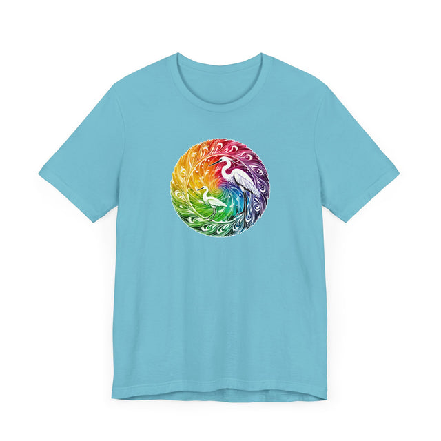 Rainbow Egret Spiral Mandala T-shirt, Bird Lover T shirt, LGBTQ+, BGLT,Pride Shirt