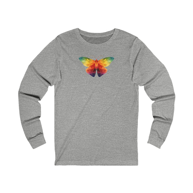 Rainbow Moth long sleeve T-shirt,Pride Shirt, Pride Parade Top, LGBTQ+ Tee, Nonbinary, Gay, Lesbian, Bisexual, Trans, BGLT, LBGT, Enby, Pansexual,Unisex Jersey Long Sleeve Tee