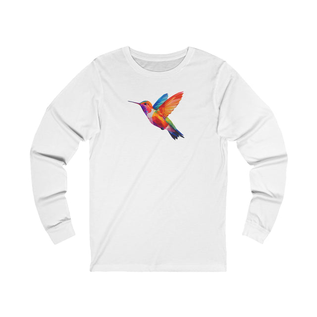 Geometric Rainbow Hummingbird Long Sleeve T-shirt,Pride Shirt,Queer Top,Rainbow Animals,LGBTQ+ Tee,Bird Lover Gift,Gay,Lesbian,Bisexual,Trans