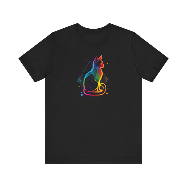 Geometric Rainbow Cat T-shirt,Pride Shirt,Cat Lover Top