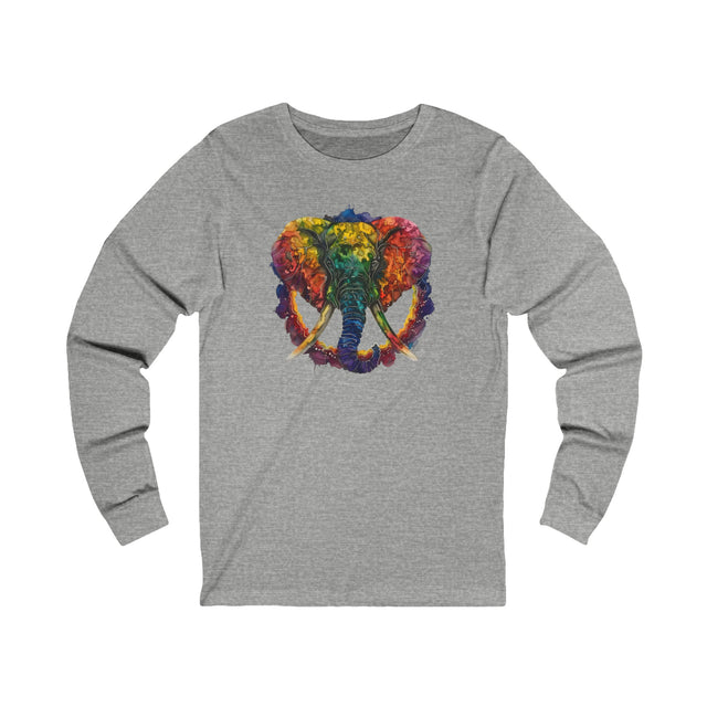 Rainbow Elephant Peace Mandala Long Sleeve T-shirt,Pride Shirt,Queer Top,Rainbow Animals,LGBTQ+ Tee,Elephant Lover Gift,Gay,Lesbian,Bisexual,Trans