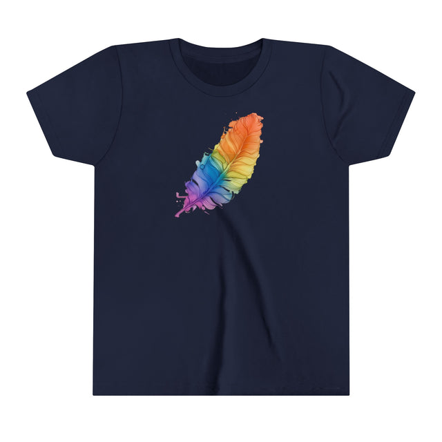 Rainbow Feather T-shirt,Pride Shirt,Bird Lover Top,Rainbow Animals,LGBTQ+ Tee,Queer,Gay,Lesbian,Bisexual,Trans,Youth Size