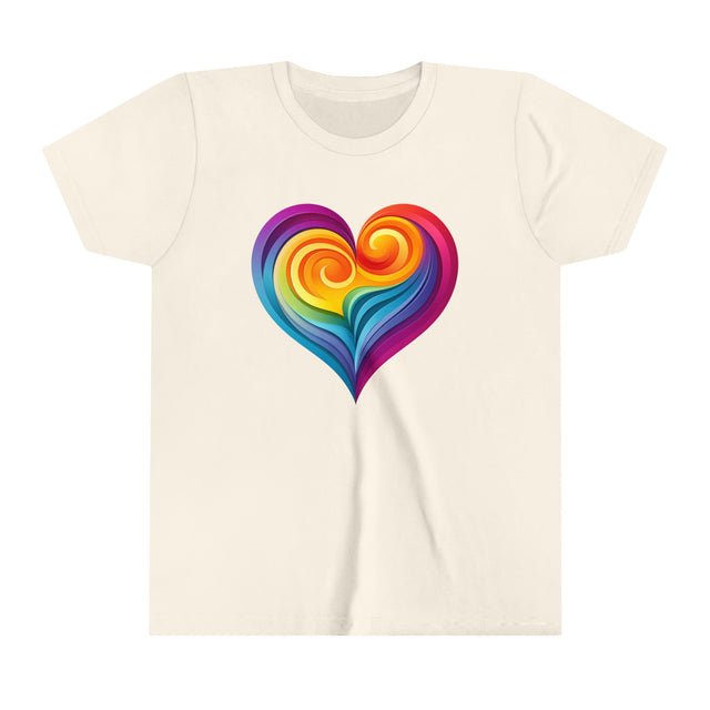 Rainbow Heart Swirl T-shirt,LBGT Heart,Gay Pride T shirt,LGBTQ+ Ally Tee,Nonbinary,Kids,Child,Youth Size