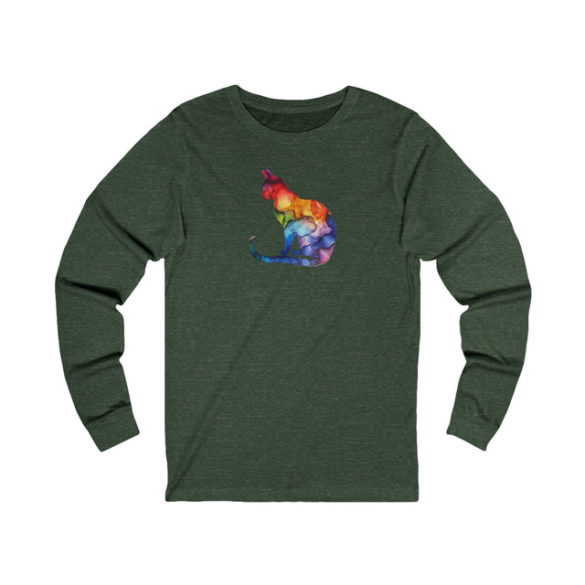 Rainbow Cat Long Sleeve T-shirt,Pride Shirt,Queer Top,Rainbow Animals,LGBTQ+ Tee,Cat Lover Gift,Gay,Lesbian,Bisexual,Trans,Feline,Kitten,Kitty