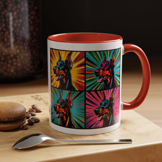 Doberman Pinschers Coffee Cup,4-Panel Pop Art Mug