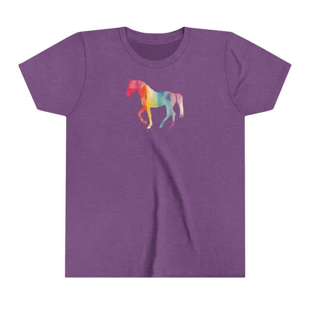 Geometric Rainbow Horse T-shirt,Pride Shirt,Equine Lover Top,Rainbow Animals,LGBTQ+ Tee,Queer,Gay,Lesbian,Bisexual,Trans,Youth Size