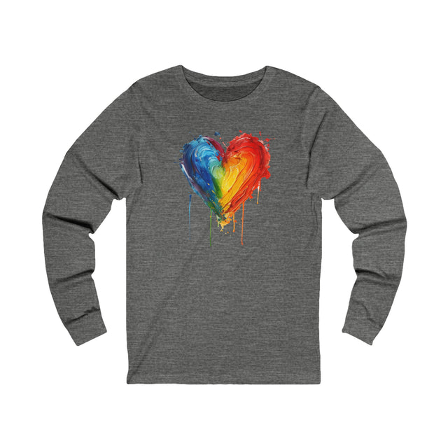 Painted Rainbow Heart long sleeve T-shirt,Pride Shirt,LBGT Heart,Gay Pride T shirt,LGBTQ+ Tee,Queer,Unisex Jersey Long Sleeve Tee
