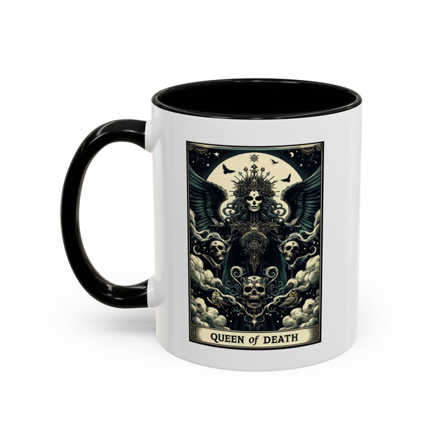 Queen of Death,Tarot card mug,Tarot Reader Gift,Witchy Mug,Mystical Cards Cup,Celestial Astrology,Tarot Lover Gift,Goth Mug,Gothic Art