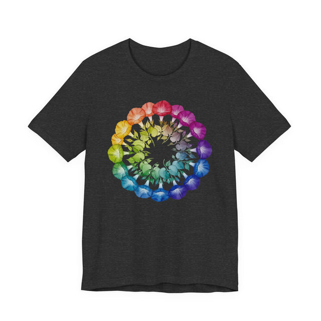 Rainbow Morning Glory Mandala shirt, Flower Shirt,Pride Tee, LGBTQIA, Plant Lover Gift, Gardener T-shirt, Mothers Day Gift, Gift for Her