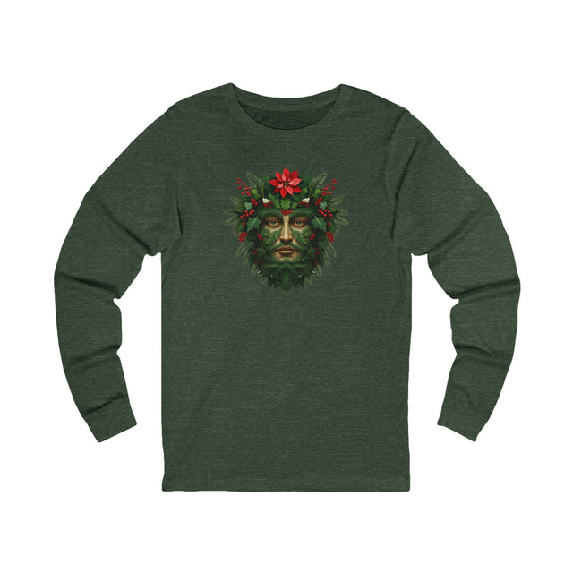 Green Man Christmas Tee, Winter T-shirt, Long sleeve