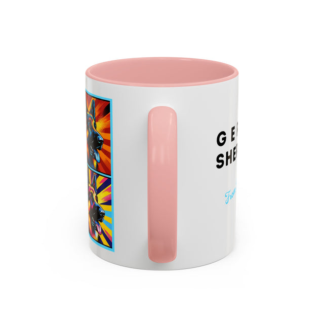 German Shepherd Dog Mug,4-Panel Pop Art Mug,German Shepherd Lover,GSD Mom,GSD Dad,Dog Lover Gift,Alsatian Dog Gift